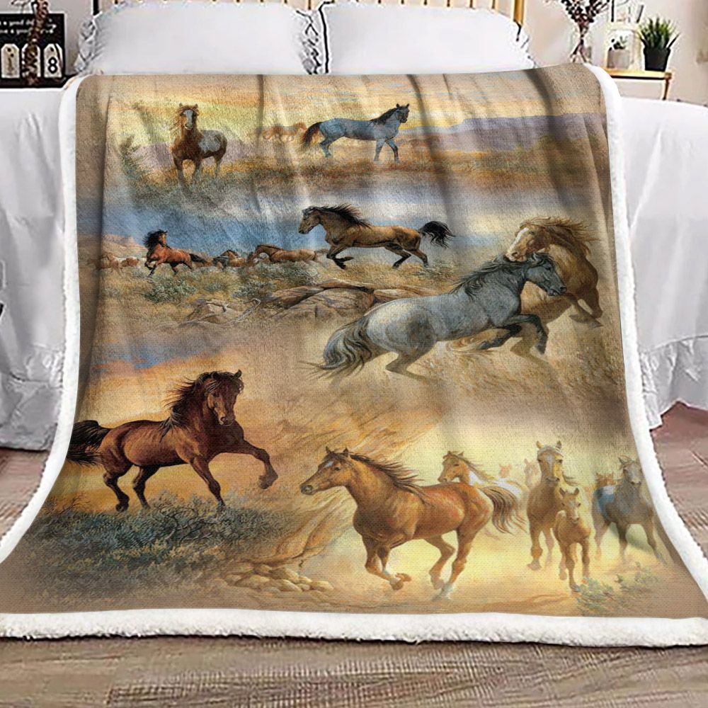 Horse Sherpa Fleece Blanket