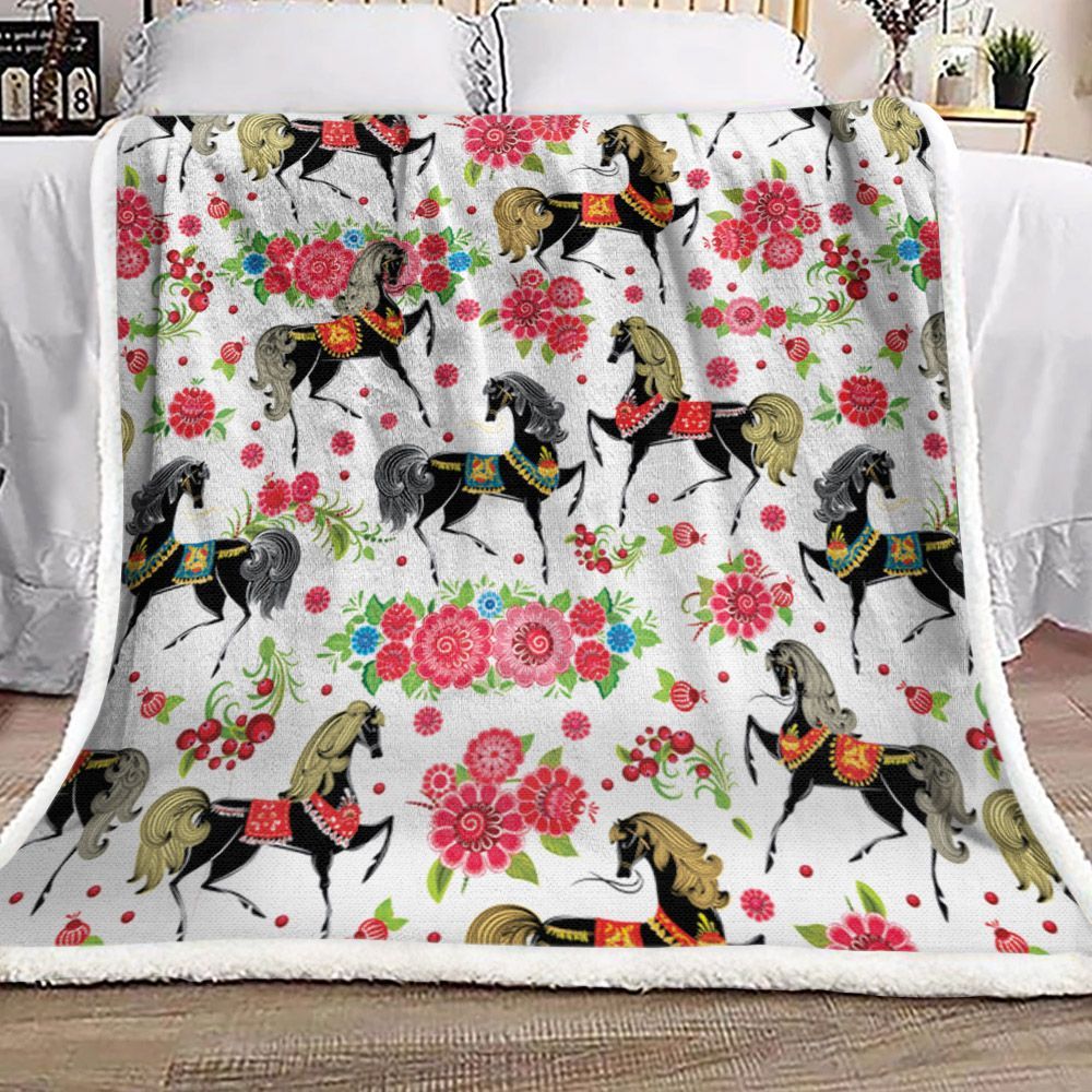 Horse Sherpa Fleece Blanket