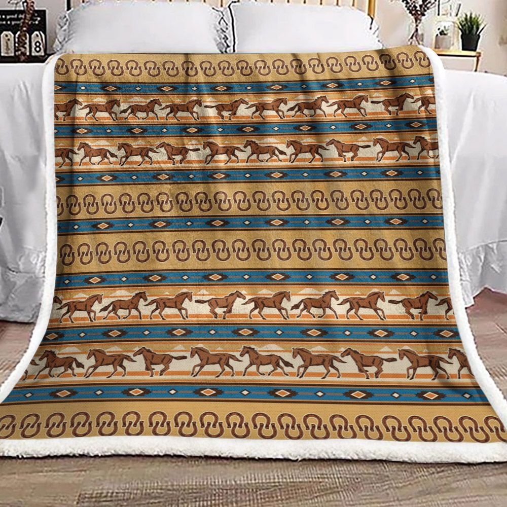 Horse Sherpa Fleece Blanket