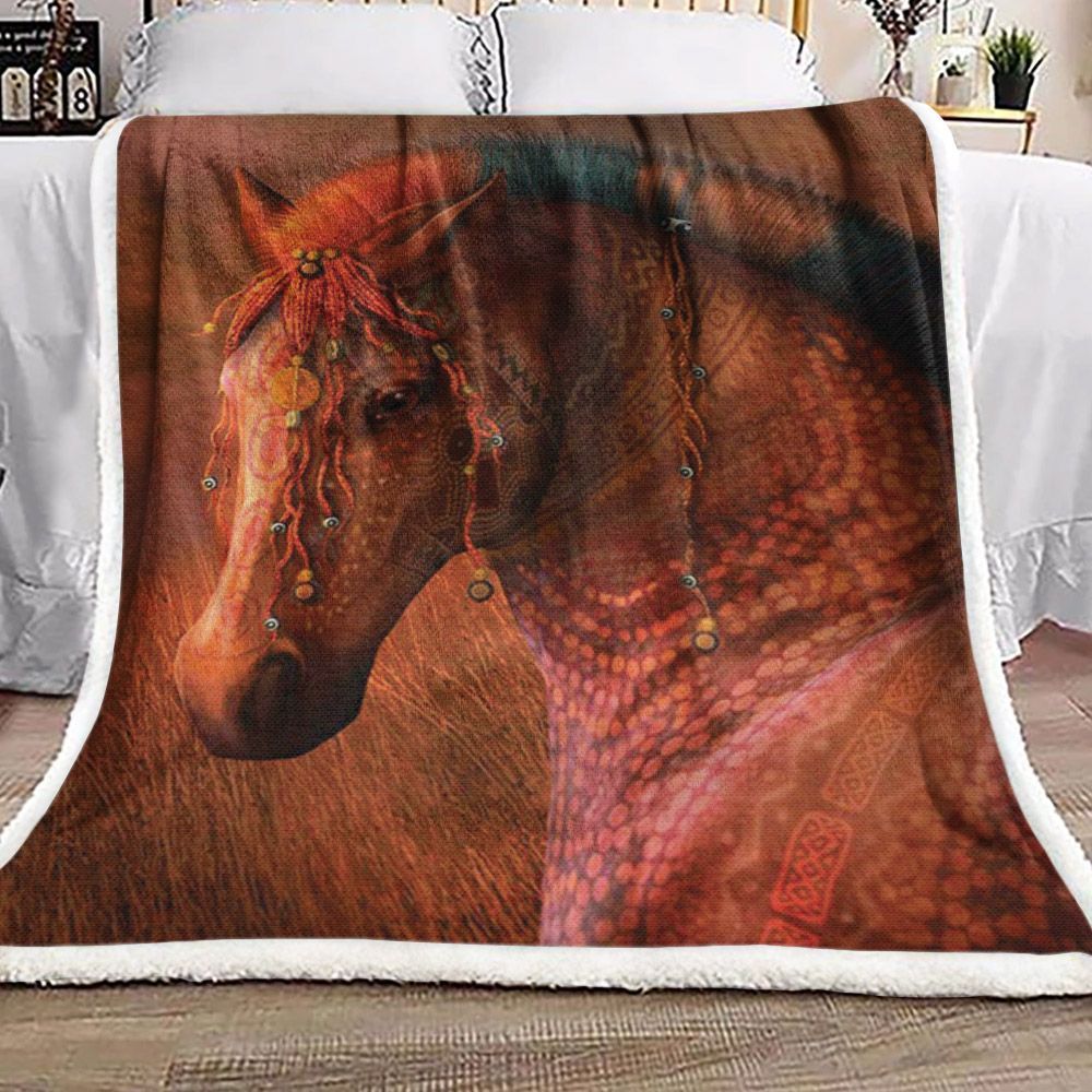 Horse Sherpa Fleece Blanket