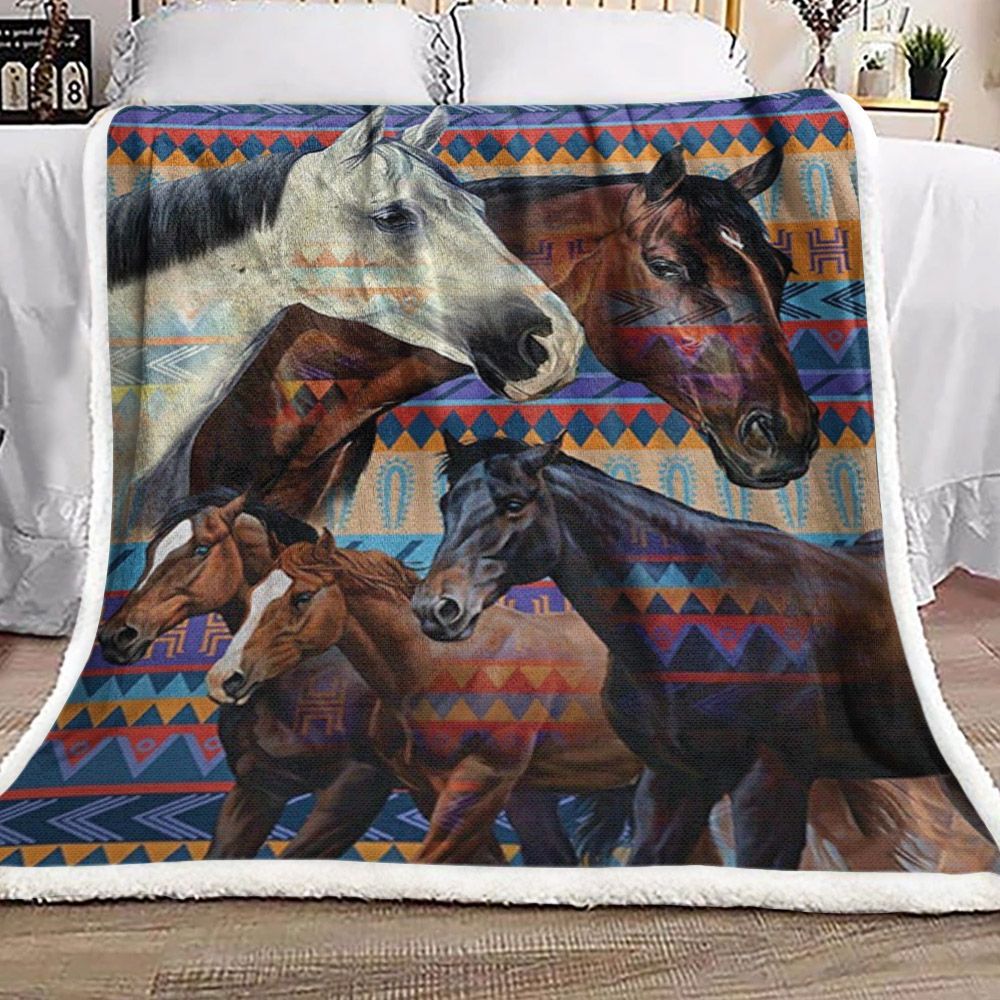 Horse Sherpa Fleece Blanket