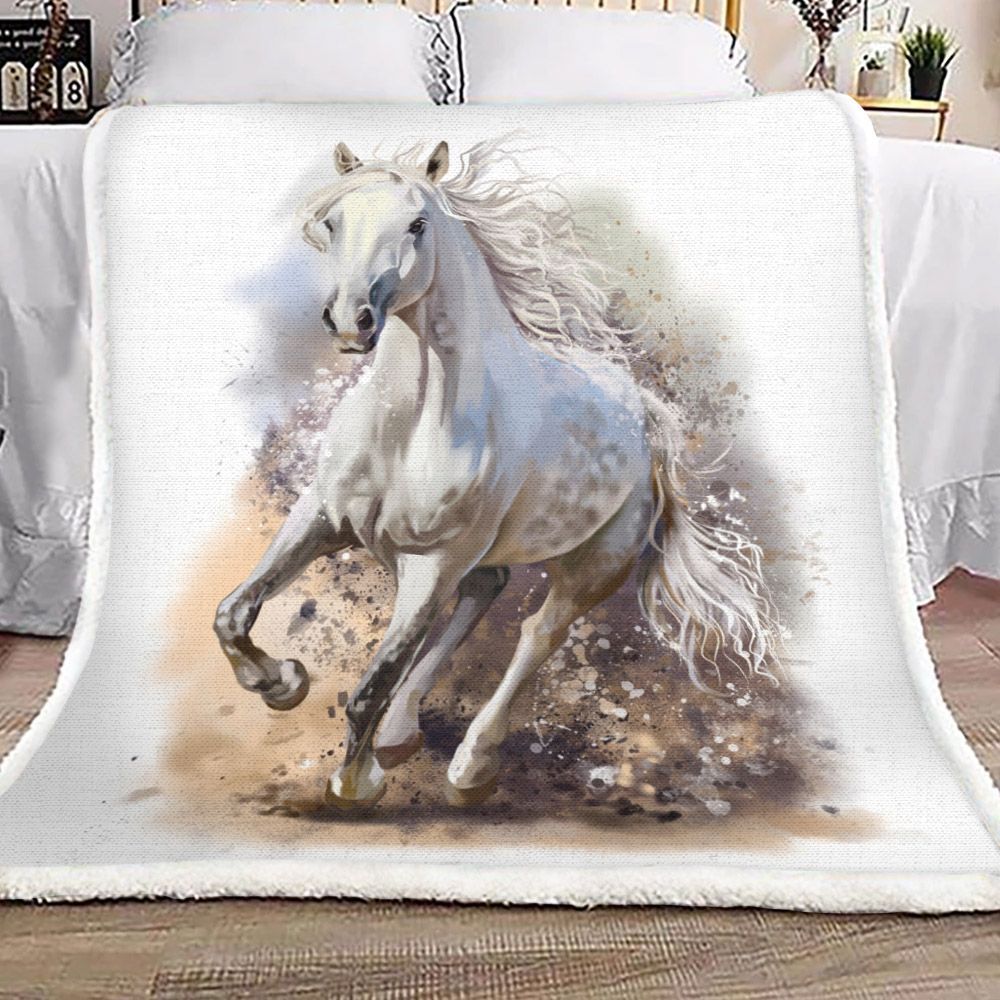 Horse Sherpa Fleece Blanket