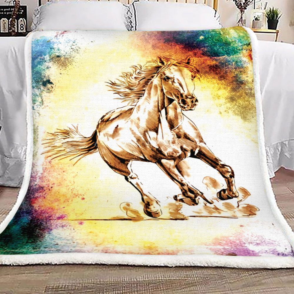 Horse Sherpa Fleece Blanket