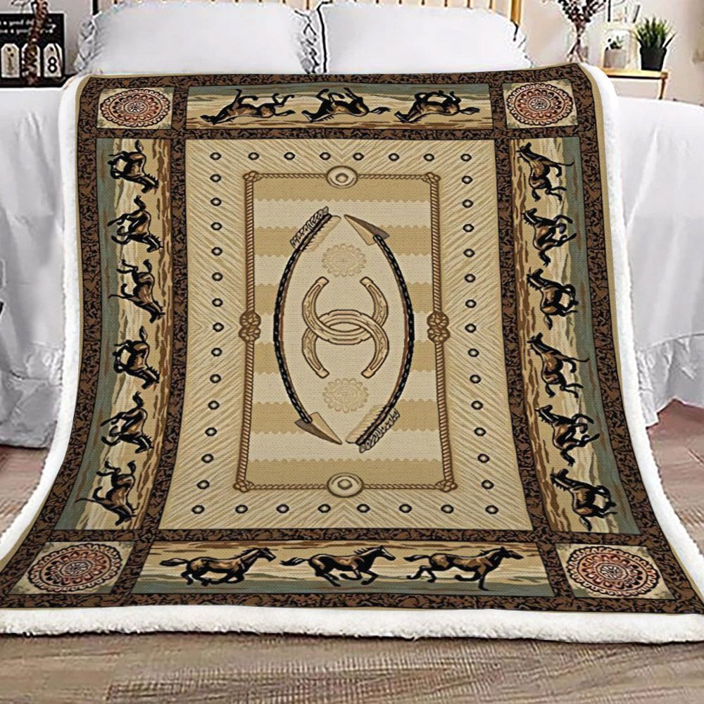 Horse Sherpa Fleece Blanket