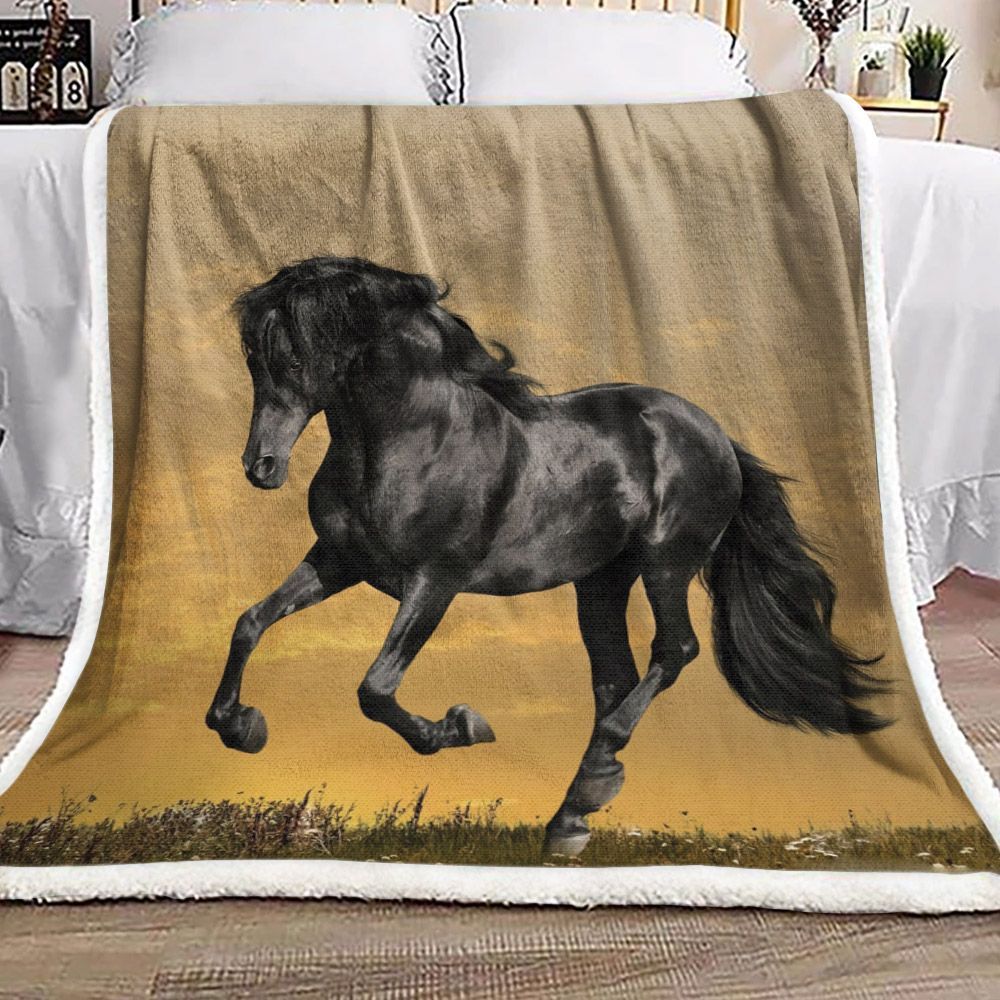 Horse Sherpa Fleece Blanket