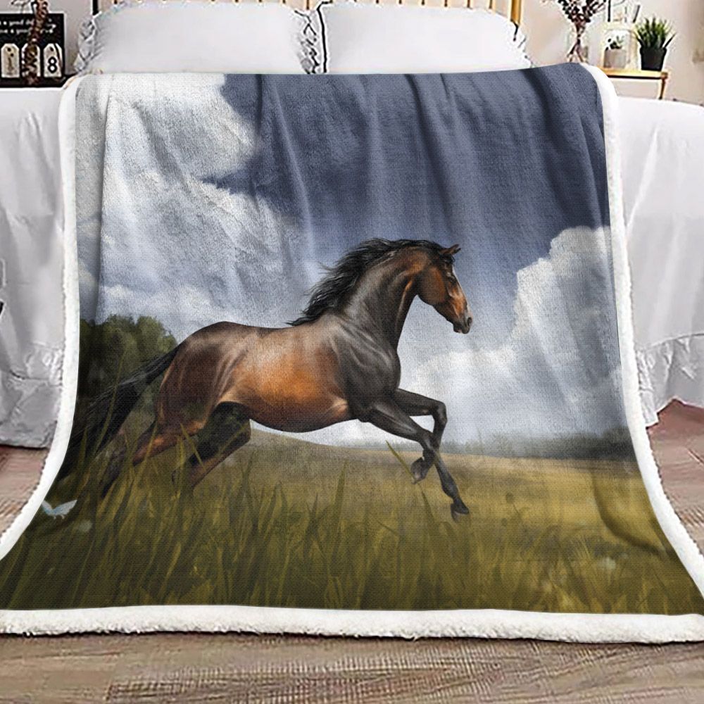 Horse Sherpa Fleece Blanket