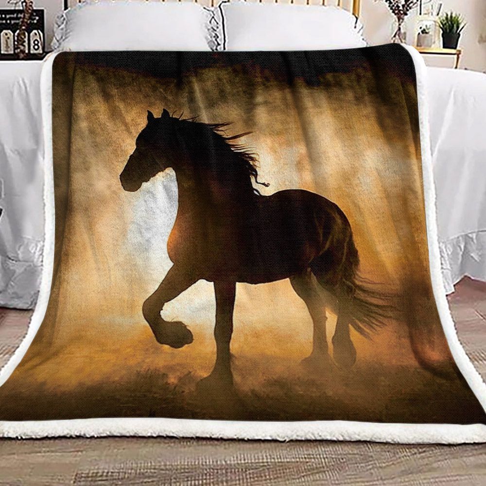 Horse Sherpa Fleece Blanket