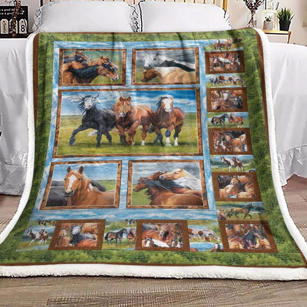 Horse Sherpa Fleece Blanket