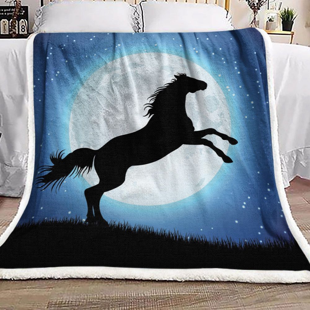 Horse Sherpa Fleece Blanket