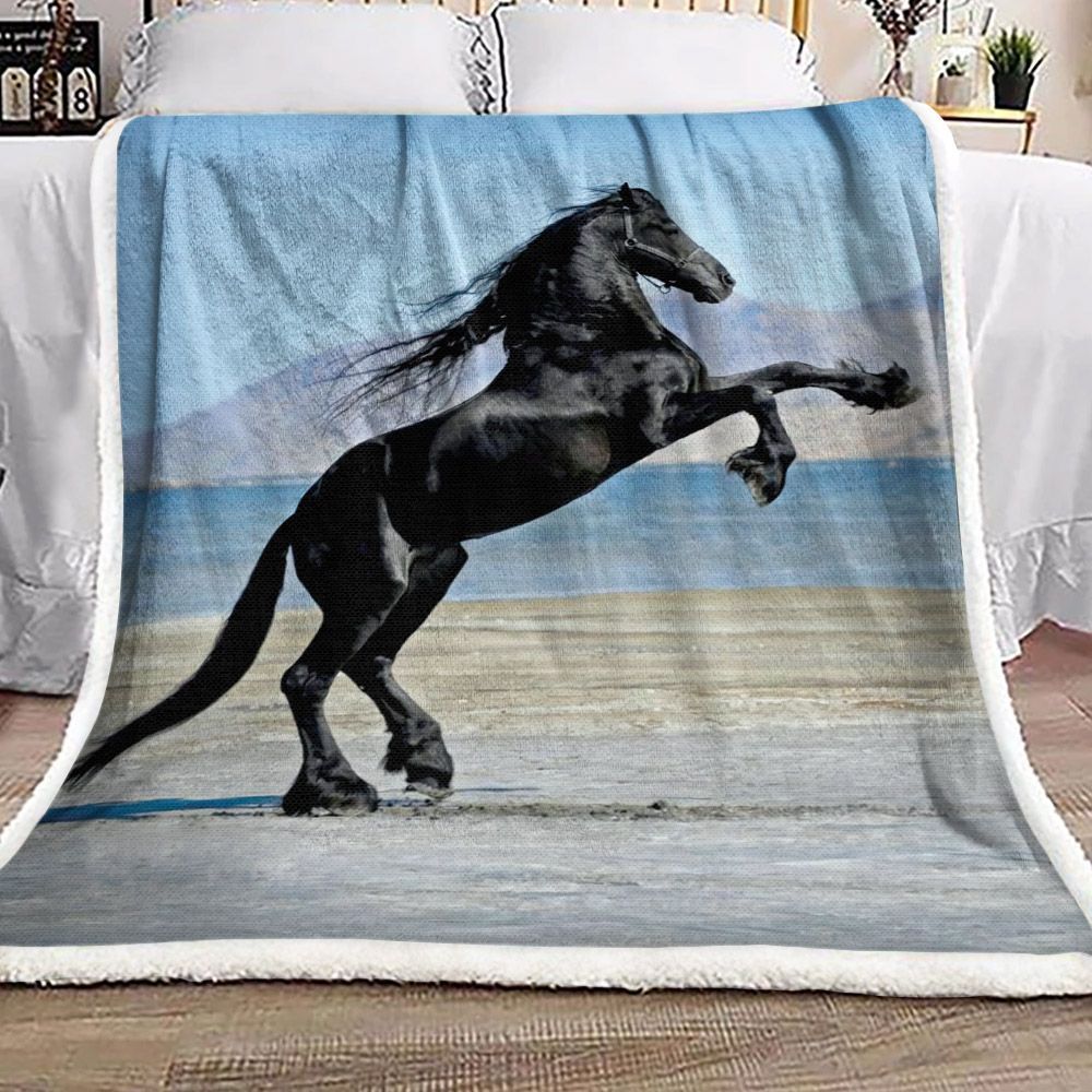 Horse Sherpa Fleece Blanket