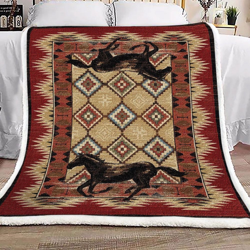 Horse Sherpa Fleece Blanket