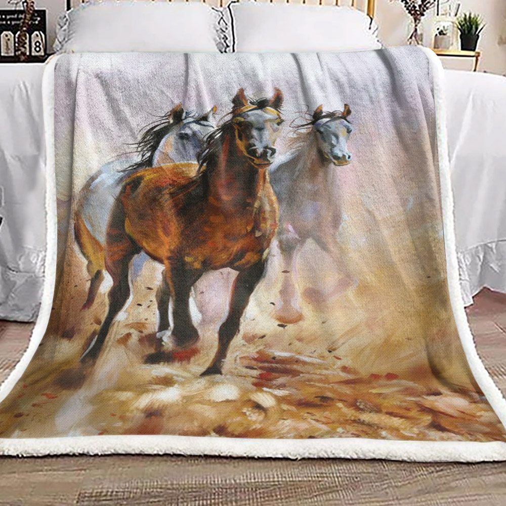 Horse Sherpa Fleece Blanket
