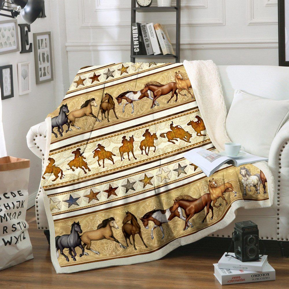 Horse Sherpa Fleece Blanket