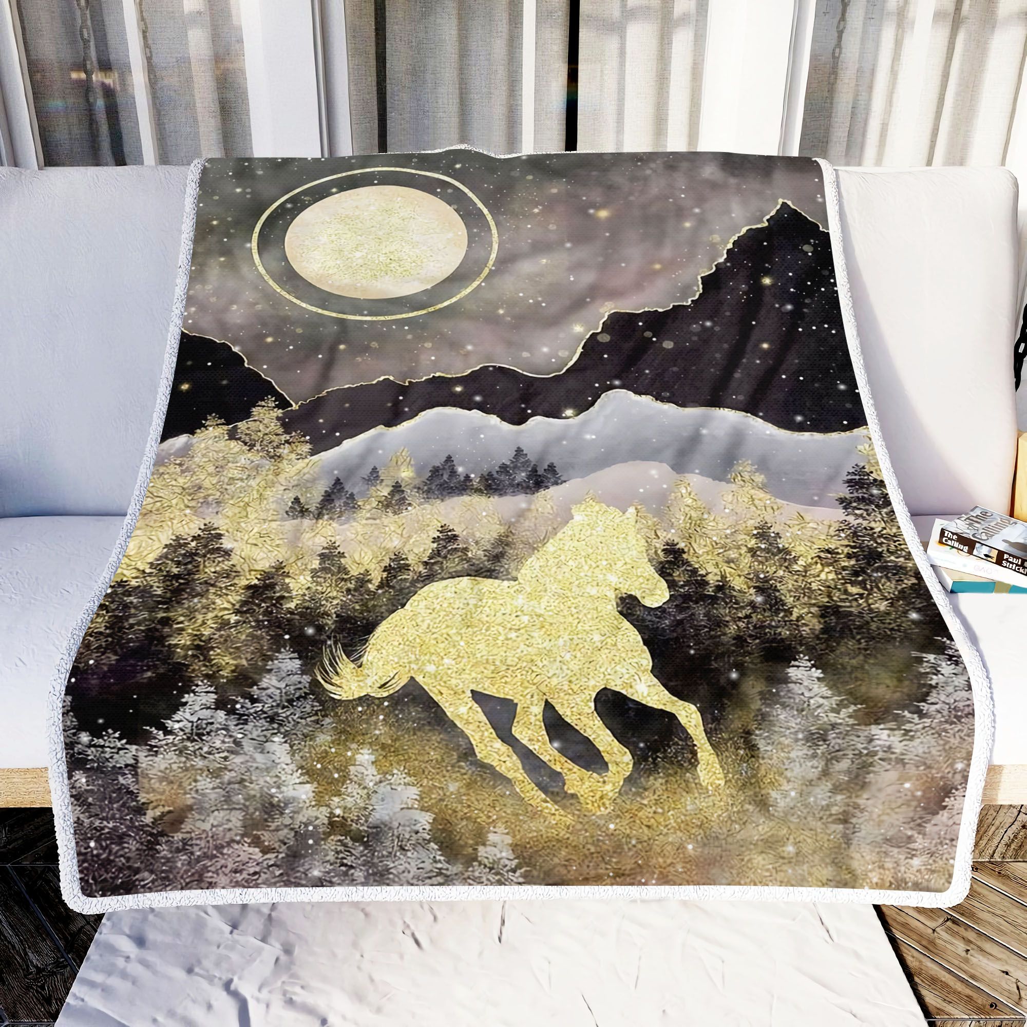 Horse Moonlight Art Fleece Blanket