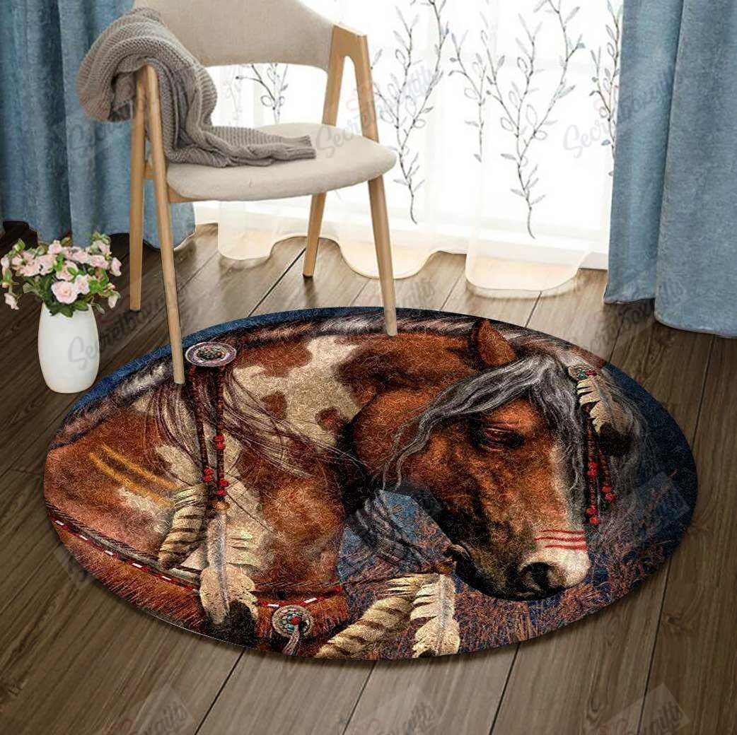 Horse Native American Round Carpet