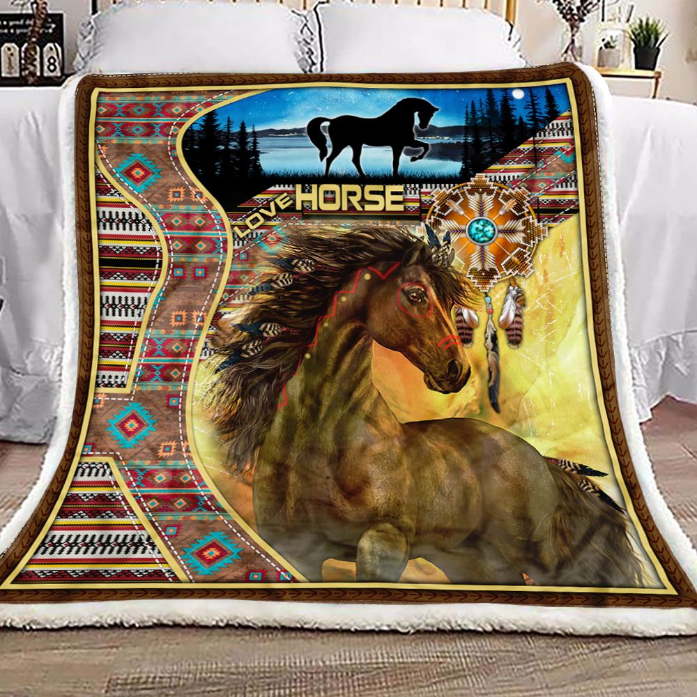 Horse Native American Fleece Blanket