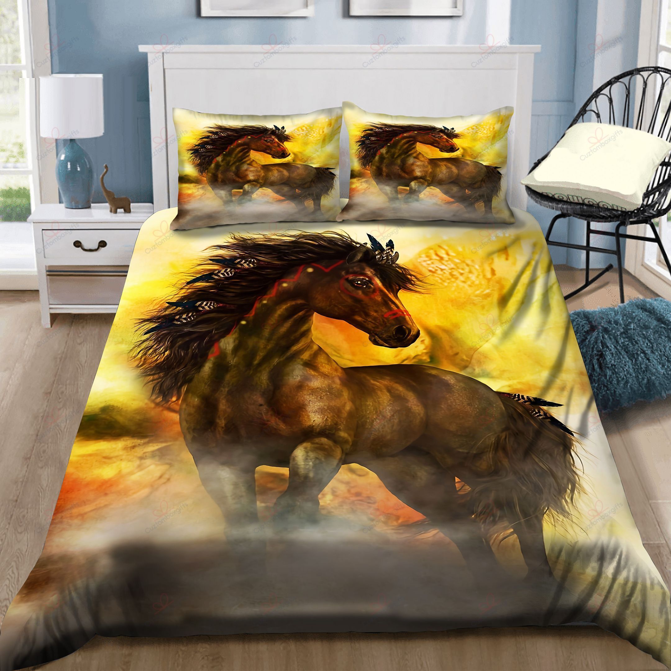 Horse Native American Printed Bedding Set