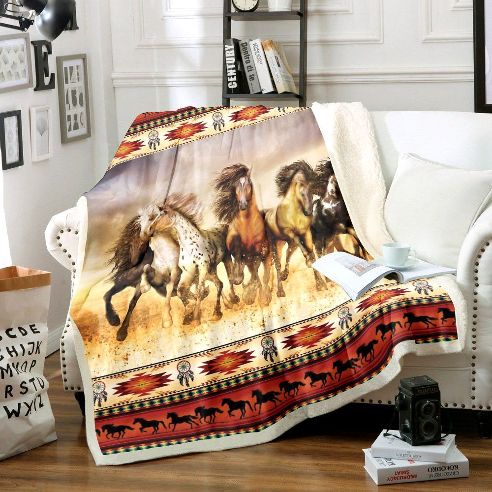 Horse Native American Sherpa Fleece