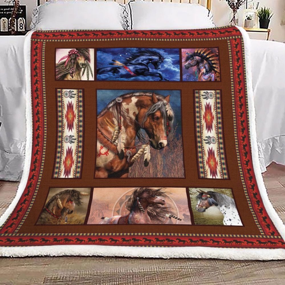 Horse Native Horse Collection Sherpa Fleece Blanket