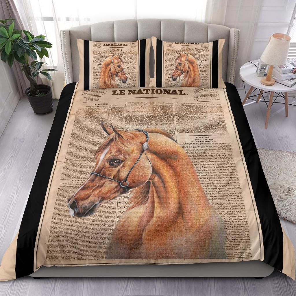 Horse Newspaper Vintage Bedding Set