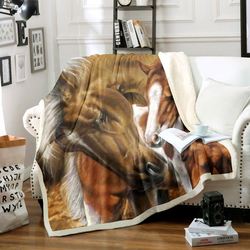 Horse Sherpa Fleece Blanket