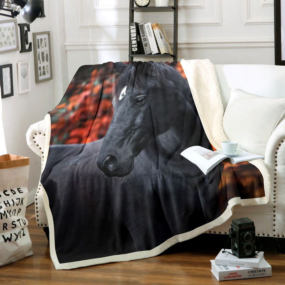 Horse Sherpa Fleece Blanket