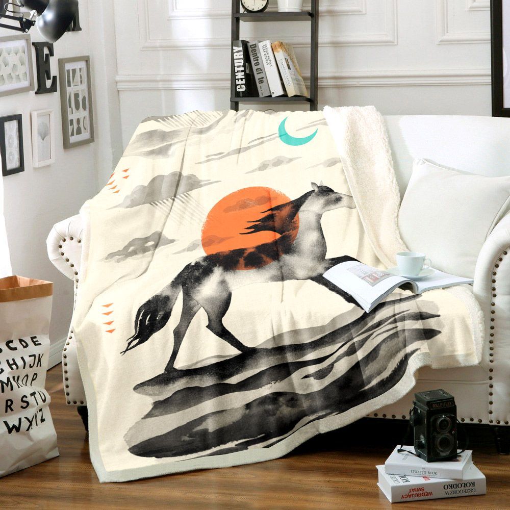 Horse Sherpa Fleece Blanket