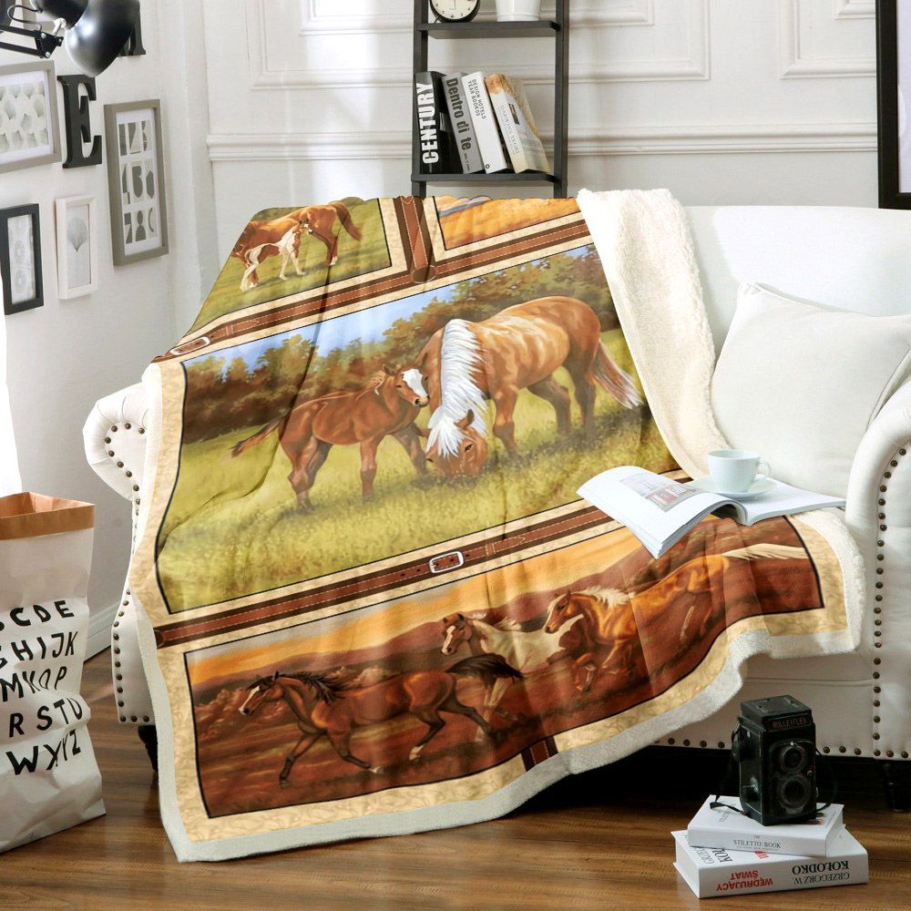 Horse Sherpa Fleece Blanket