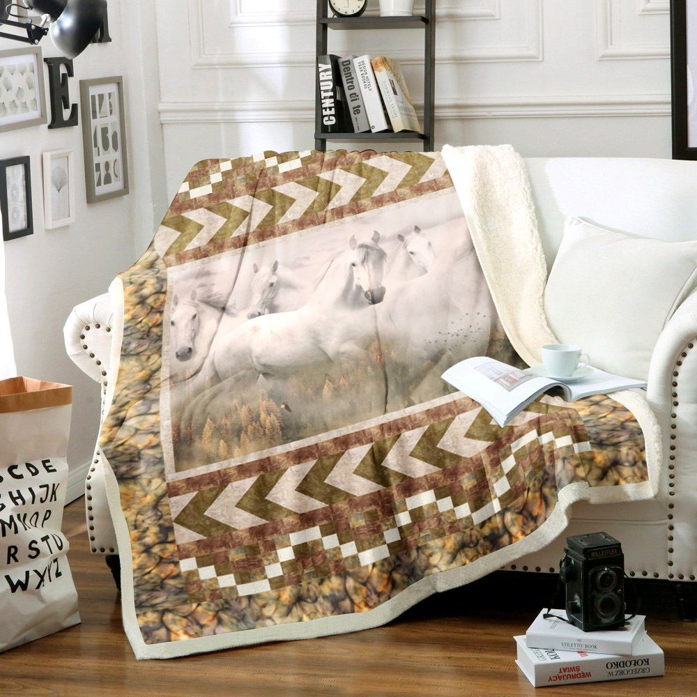 Horse Sherpa Fleece Blanket