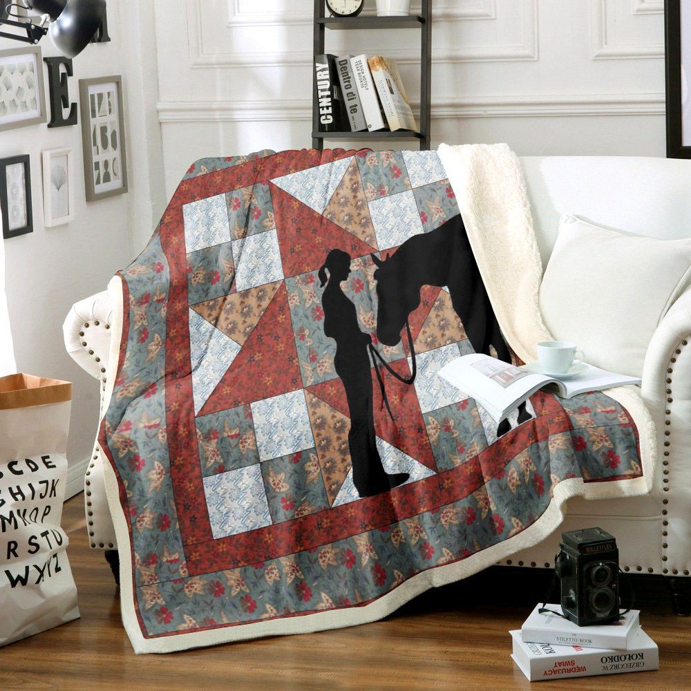 Horse Sherpa Fleece Blanket