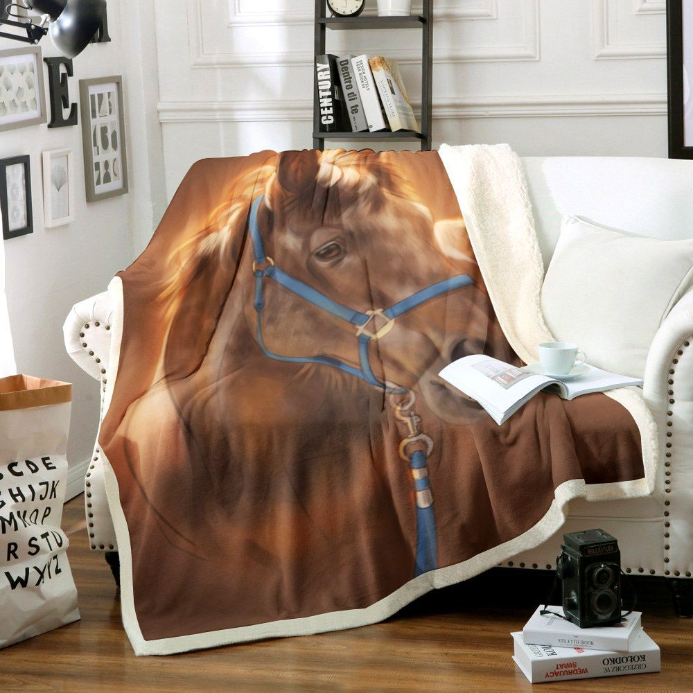 Horse Sherpa Fleece Blanket