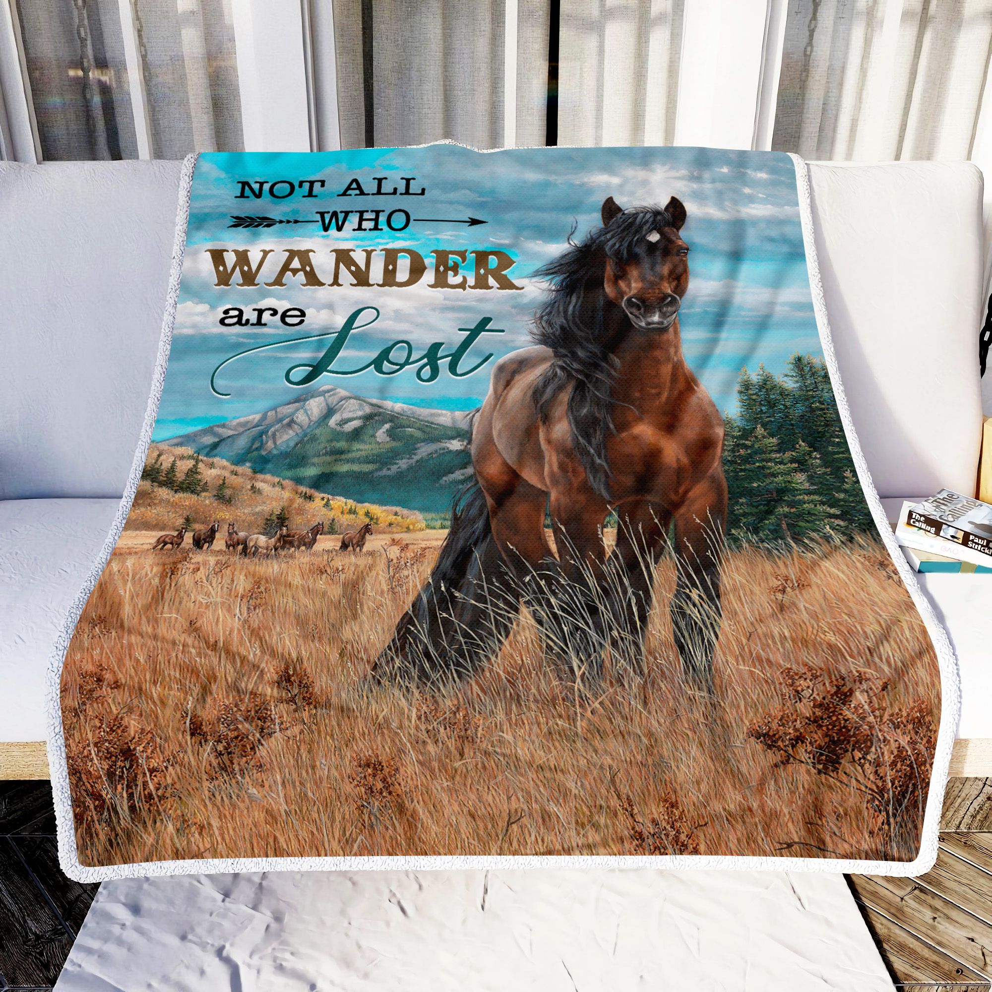 Horse Not All Who Wander Are Lost Fleece Blanket