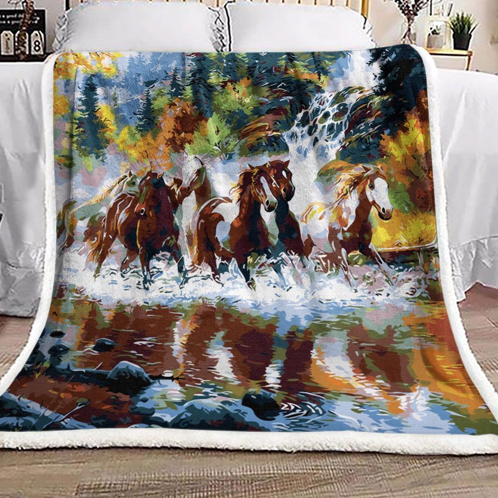 Horse Sherpa Fleece Blanket