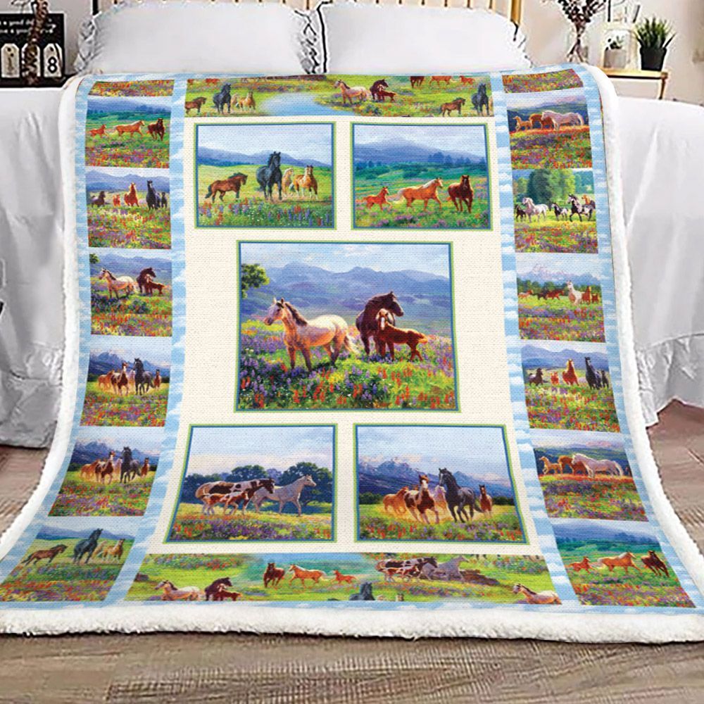 Horse Sherpa Fleece Blanket