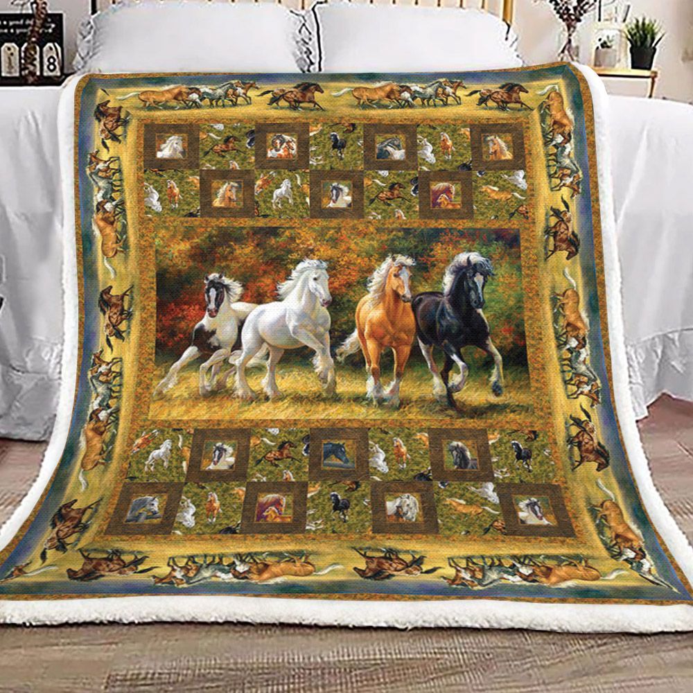 Horse Sherpa Fleece Blanket