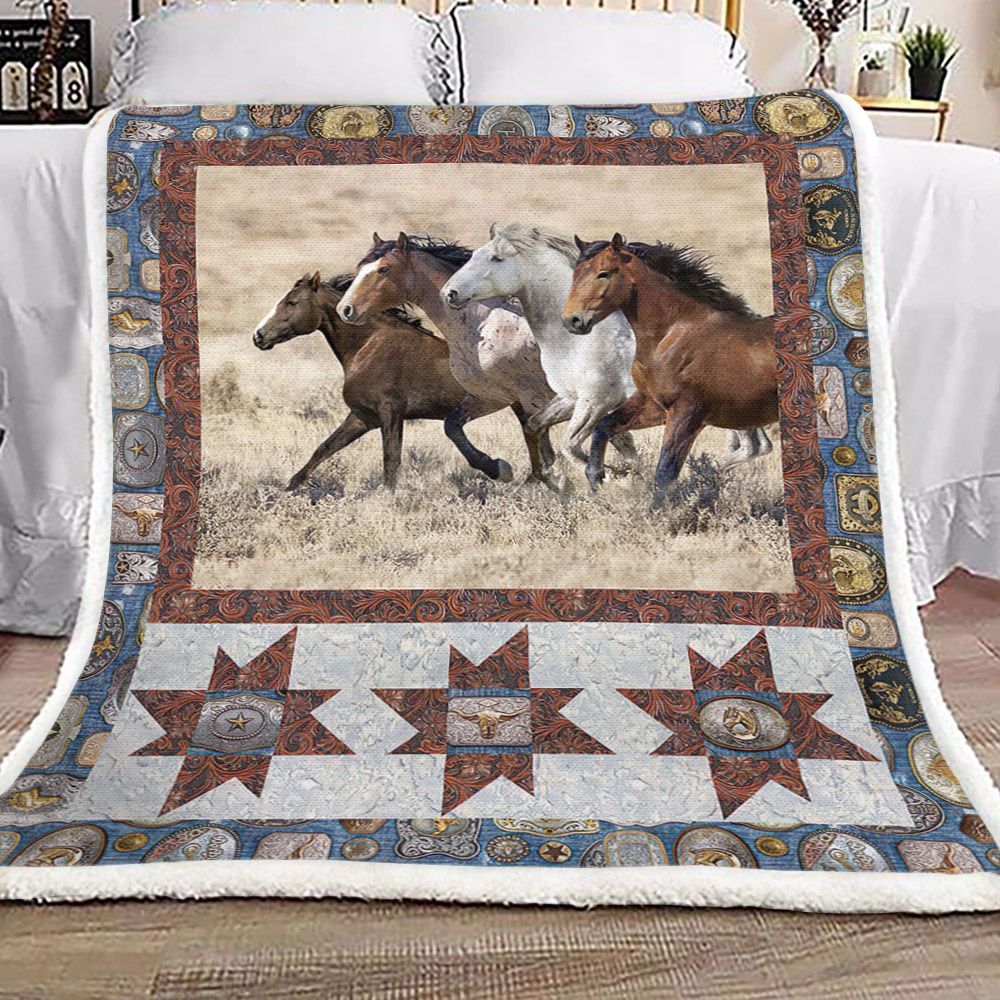 Horse Sherpa Fleece Blanket