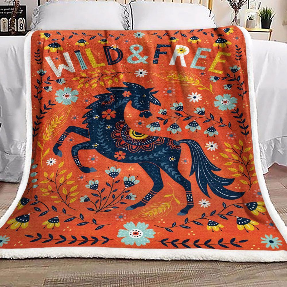 Horse Sherpa Fleece Blanket