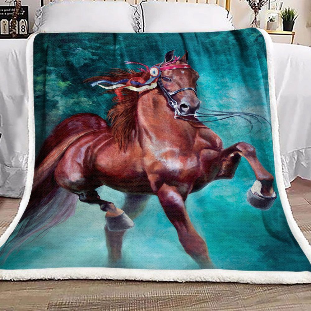 Horse Sherpa Fleece Blanket