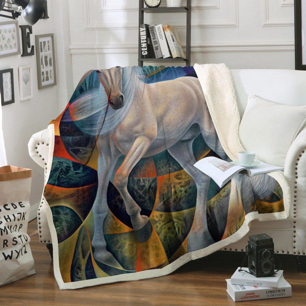 Horse Sherpa Fleece Blanket