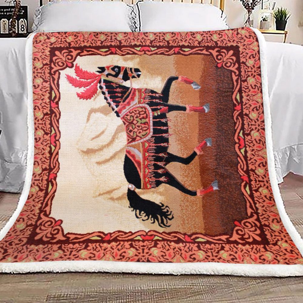 Horse Sherpa Fleece Blanket