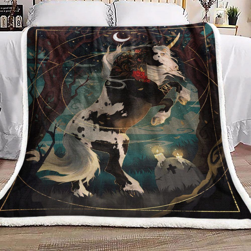 Horse Sherpa Fleece Blanket