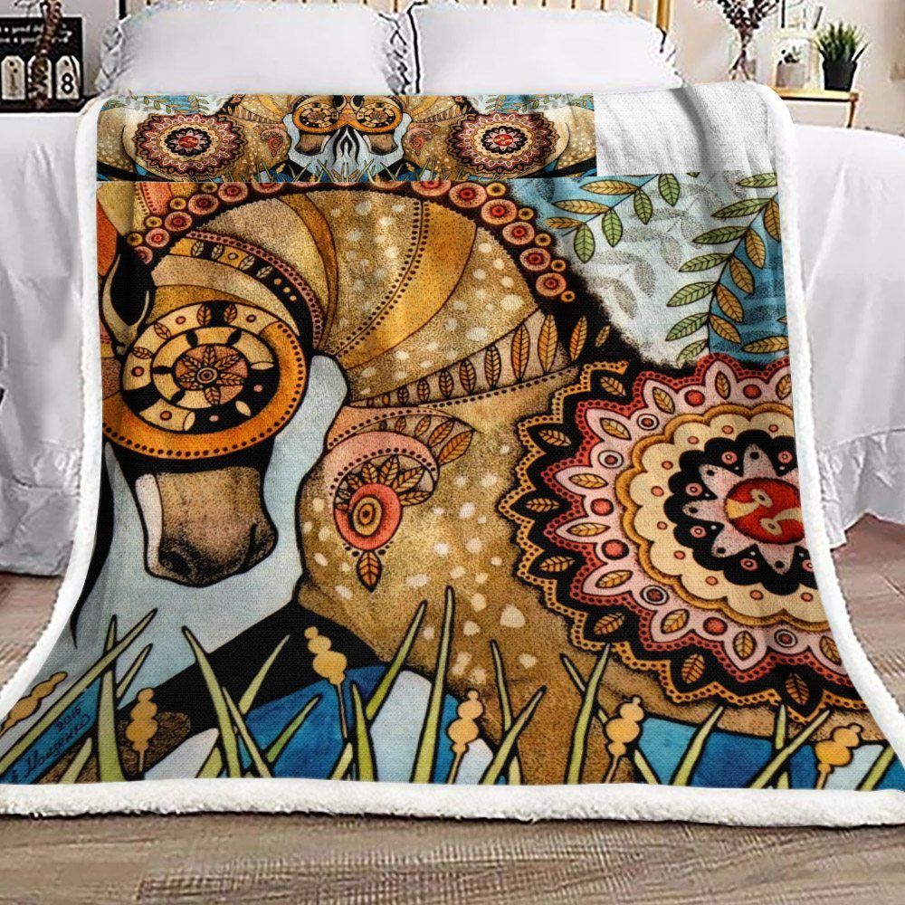 Horse Sherpa Fleece Blanket