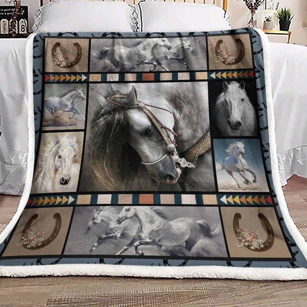 Horse Sherpa Fleece Blanket