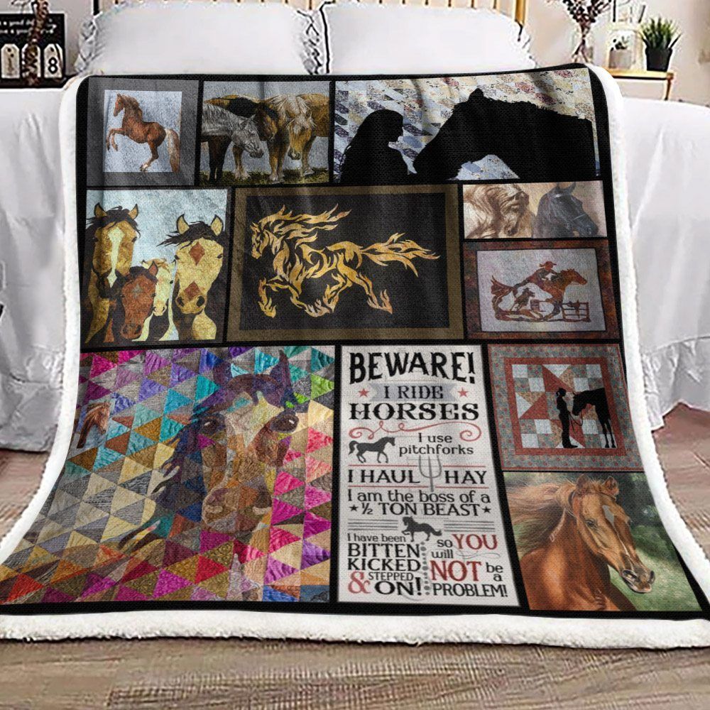 Horse Sherpa Fleece Blanket