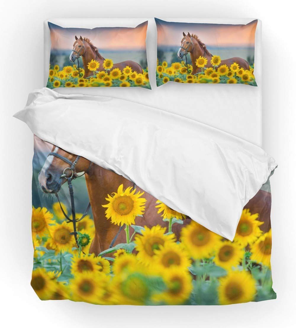 Horse On The Sunflower Bedding Set