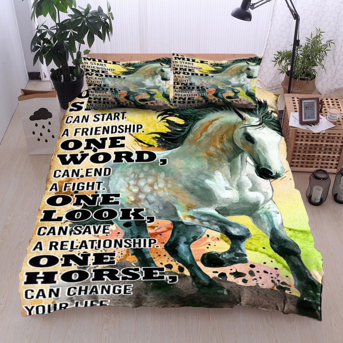 Horse One Smile Can Start A Friendship Bedding Set