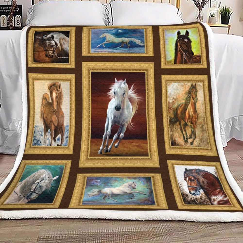 Horse Painting Sherpa Fleece Blanket