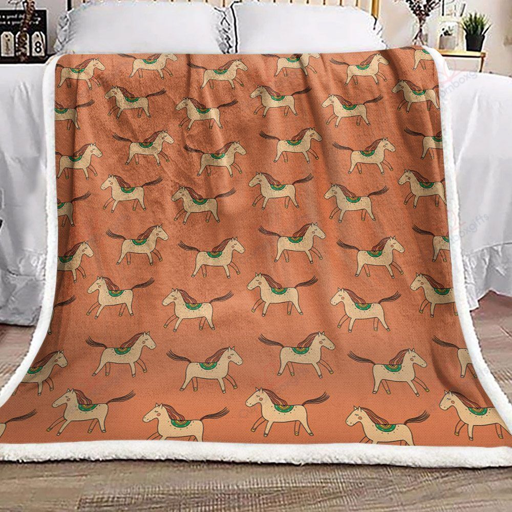 Horse Pattern Sherpa Fleece Blanket