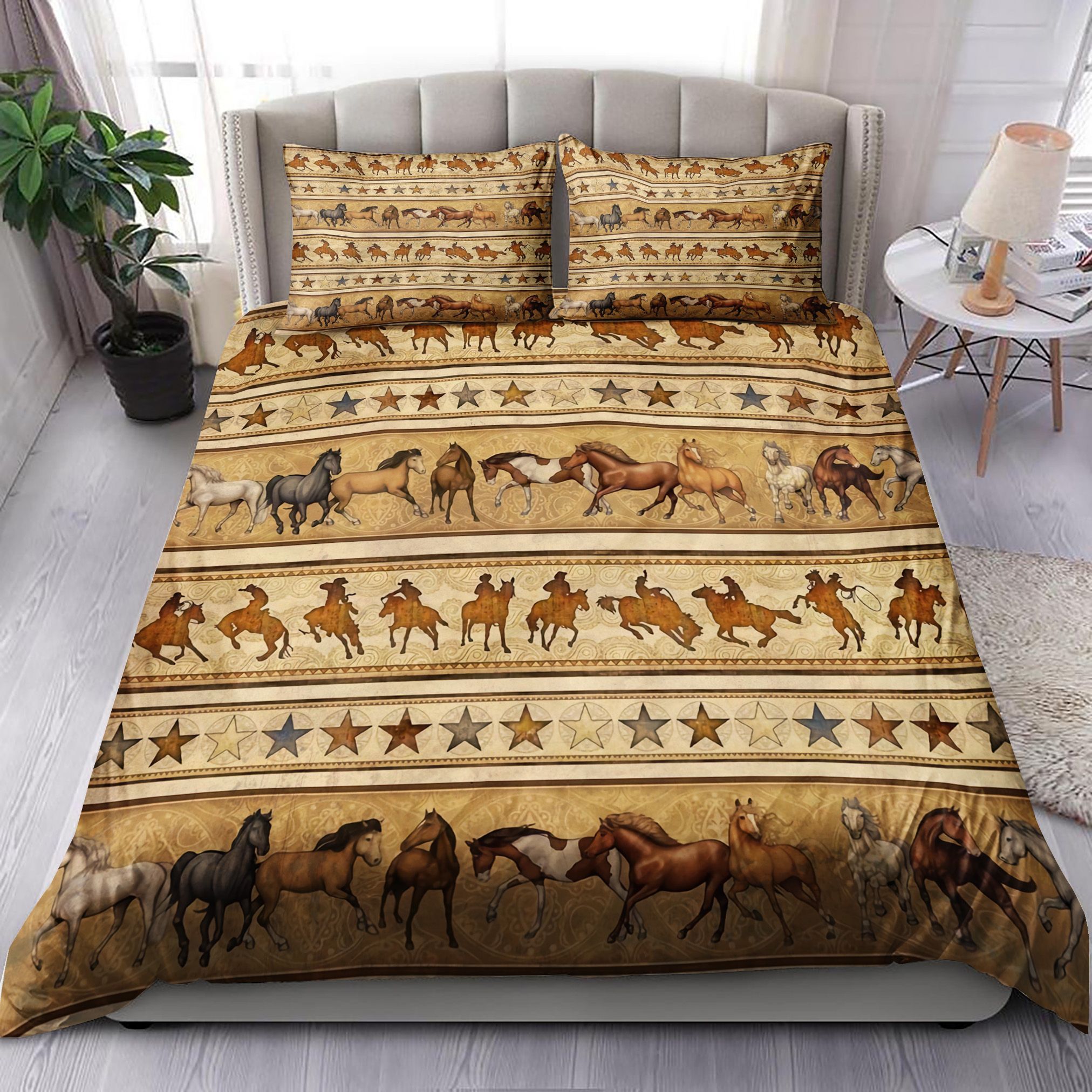 Horse Pattern Vintage Bedding Set