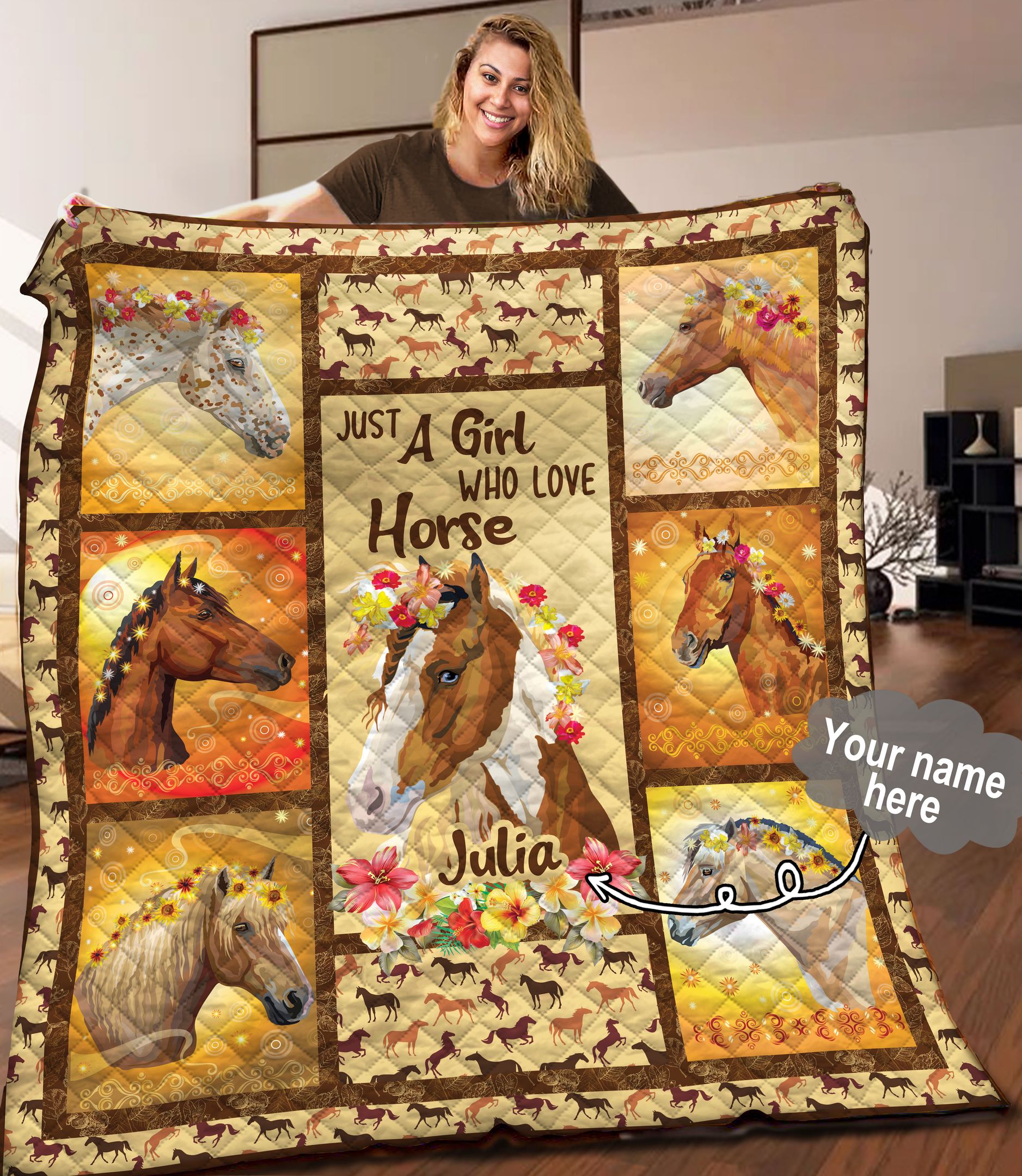 Horse Personalized Quilt Blanket C9B110602TA
